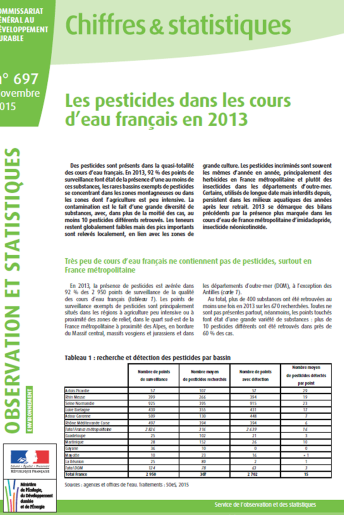 Contamination des cours d’eau par les pesticides (données 2013)