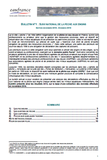 Suivi national de la pêche aux engins (données 2013)