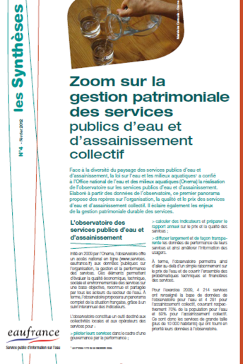 Zoom sur la gestion patrimoniale des services publics d’eau et d’assainissement collectif (données 2009)