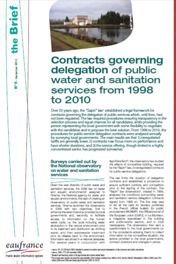 Contracts governing delegation of public water and sanitation services from 1998 to 2010. N°9 Contracts governing delegation of public water and sanitation services from 1998 to 2010. N°9