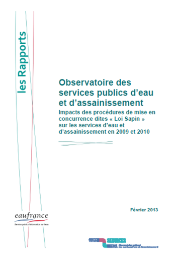 Impact des procédures de mise en concurrence dites &quot;loi Sapin&quot; sur les services (données 2009-2010)