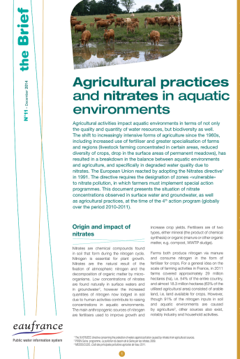 Agricultural practices and nitrates in aquatic environments (2010-2011) Agricultural practices and nitrates in aquatic environments (2010-2011)