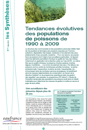 Tendances évolutives des populations de poissons de 1990 à 2009