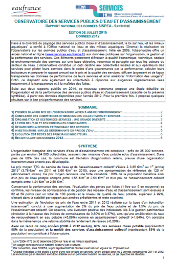 Vignette du bulletin sur les services public d'eau et d’assainissement (données 2012)