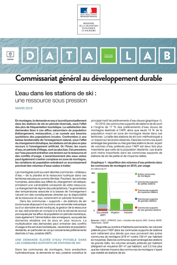Datalab L’eau dans les stations de ski : une ressource sous pression Datalab L’eau dans les stations de ski : une ressource sous pression