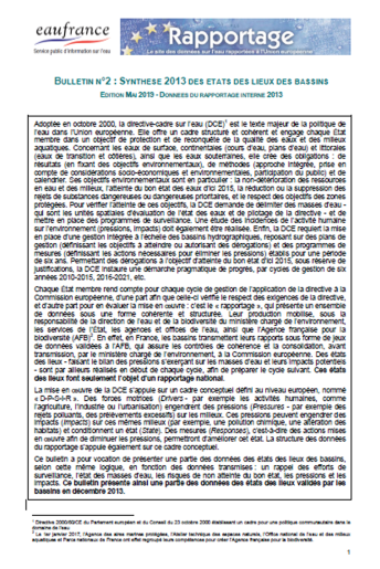 Synthèse 2013 des Etats des lieux des bassins
