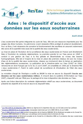 dispositif acces donnees eaux souterraines